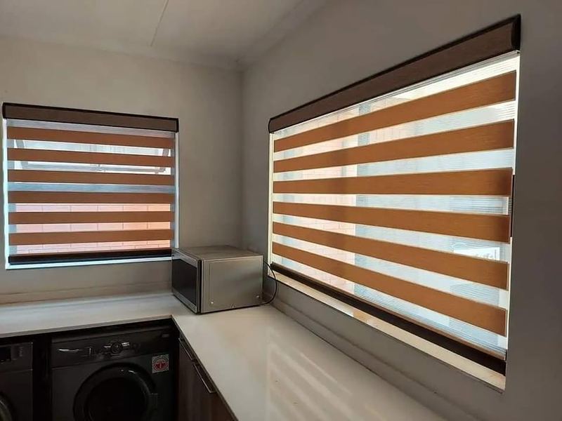 Day-night blinds across a scullery